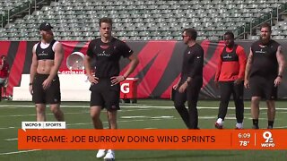 Joe Burrow warms up with team ahead of first preseason game