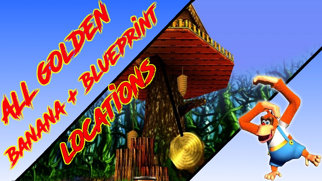 Donkey Kong 64 - Fungi Forest - Lanky Kong Golden Banana + Blueprint (Kasplat) Locations