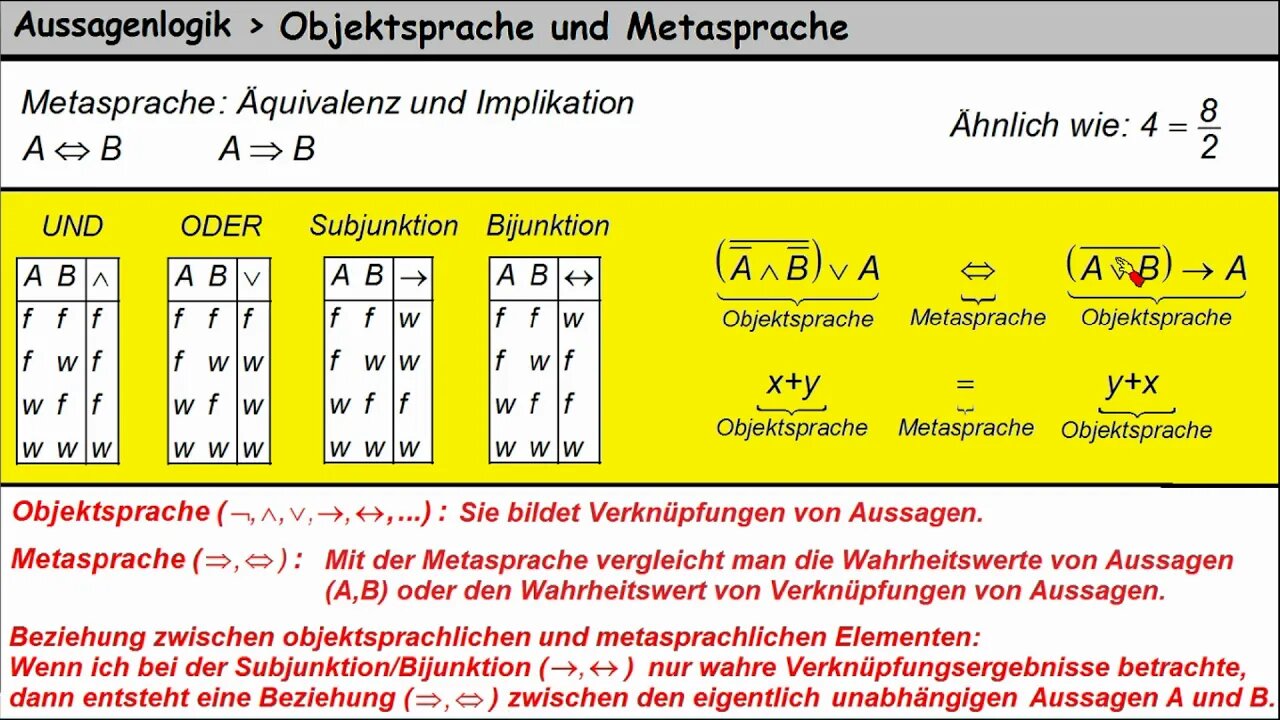 Aussagenlogik ►Objektsprache und Metasprache