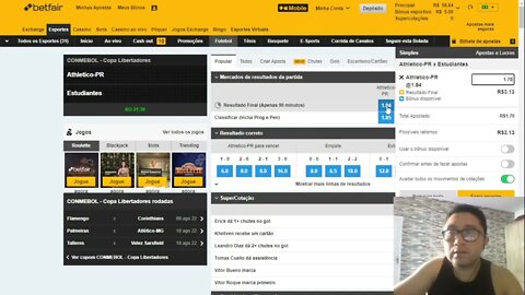 GANHANDO DINHEIRO NO MERCADO DE RESULTADOS JOGO ATLÉTICO PARANAENSE X ESTUDIANTES - (04/08/2022)