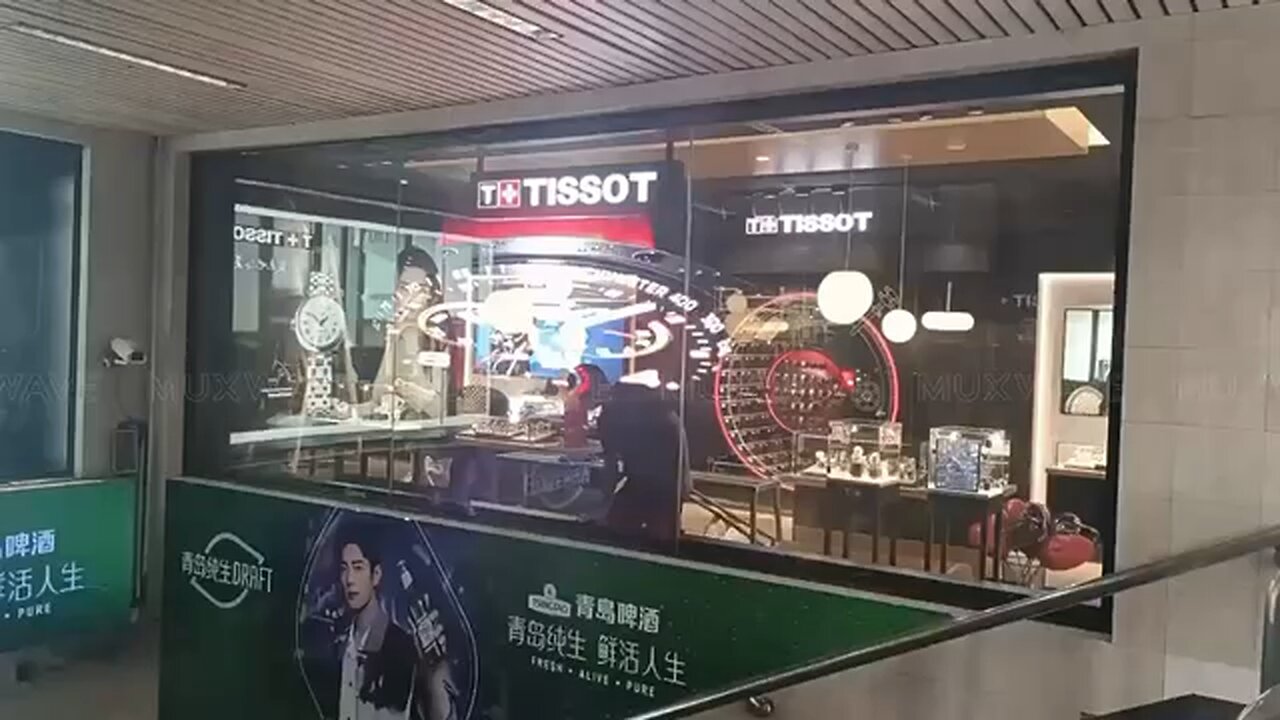 Transparent Video Display On Jewellers Glass Windows