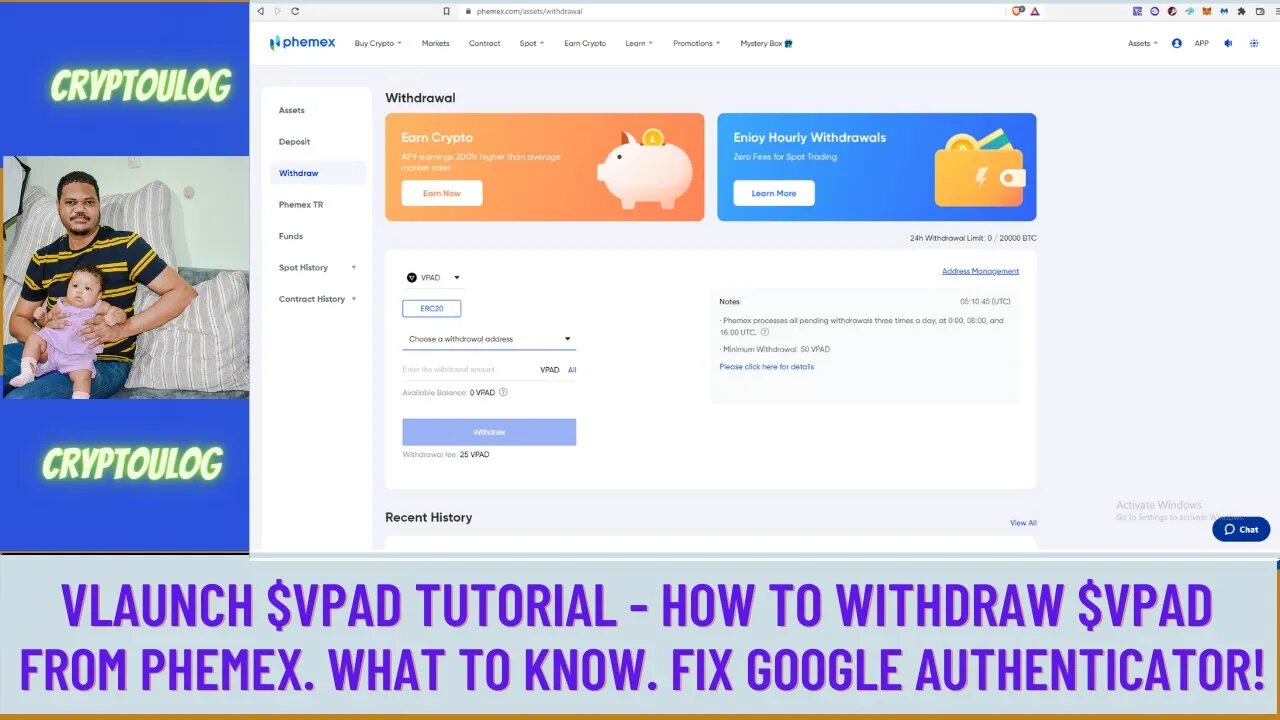 Vlaunch $VPAD Tutorial - How To Withdraw $VPAD From Phemex. What To Know. Fix Google Authenticator!