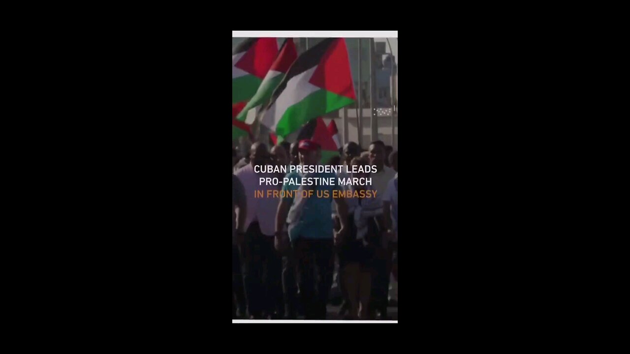 Cuban President Leads Pro-Palestine March in Front Of U.S. Embassy.