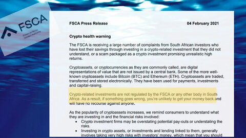 FSCA Issues A Crypto Health Warning