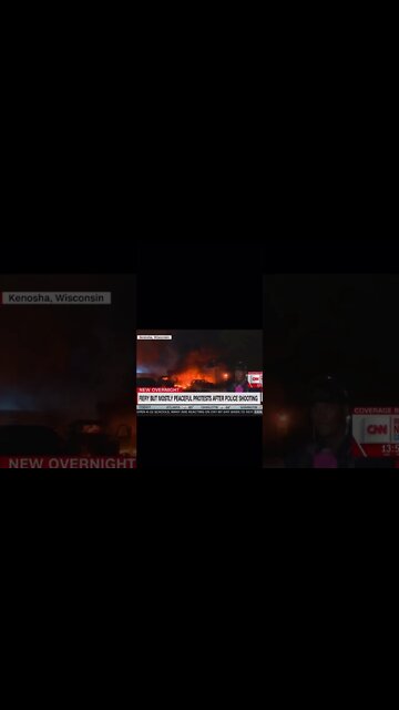 CNN Banner - “Fiery But Mostly Peaceful Protest” as flames burn in the background 😂
