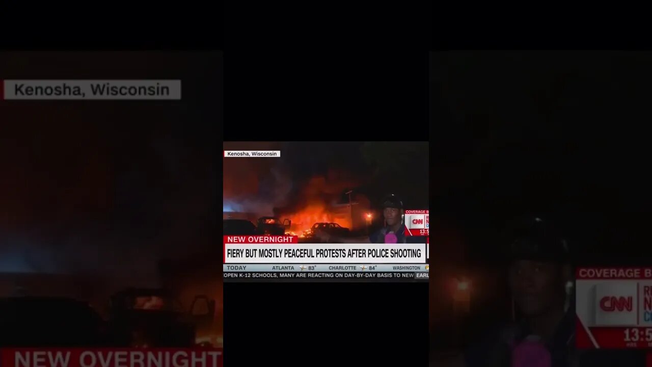 CNN Banner - “Fiery But Mostly Peaceful Protest” as flames burn in the background 😂