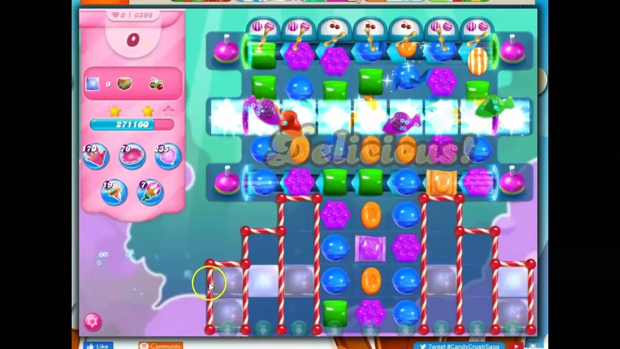 Candy Crush Level 6298 Talkthrough, 23 Moves 0 Boosters