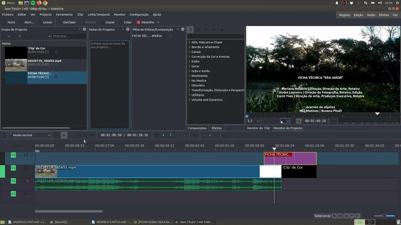 Como fazer os créditos finais usando o editor de vídeo Kdenlive