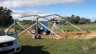 Building the kit shed 5 - Raising the trusses