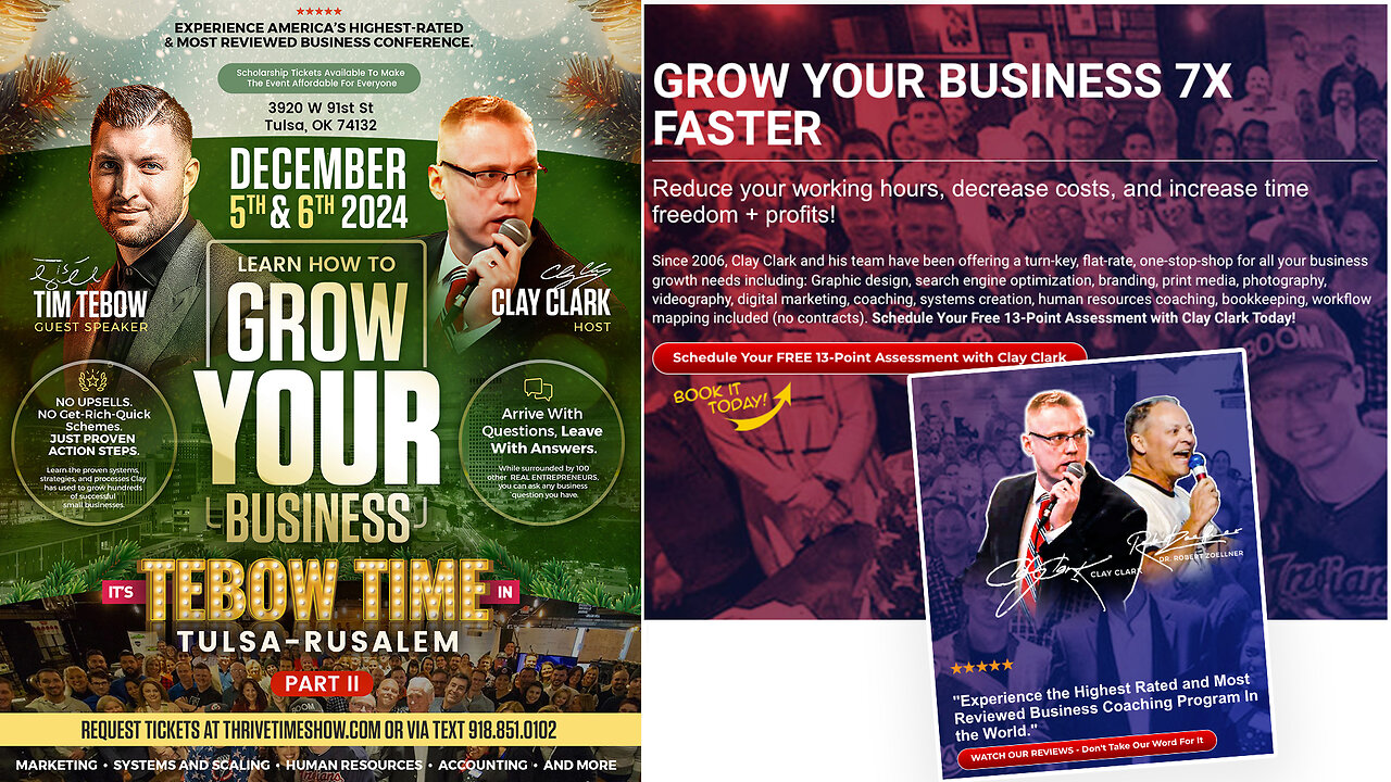 Business Conference | How to Determine Your Weekly Break-Even and Goal Achievement Numbers + Join Tim Tebow At Clay Clark's 2-Day Interactive Business Growth Workshop (December 5th-6th 2024) Business Conferences | How to Create a Sustainable Schedul