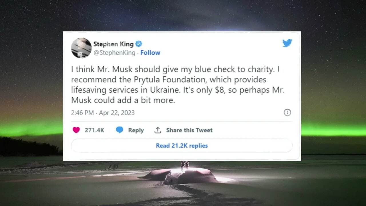 STEPHEN KING MELTDOWN ON ELON MUSK TWITTER BLUE CHECK MARK