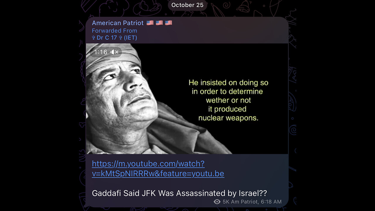 Gaddafi Said JFK Was Assassinated by Israel??