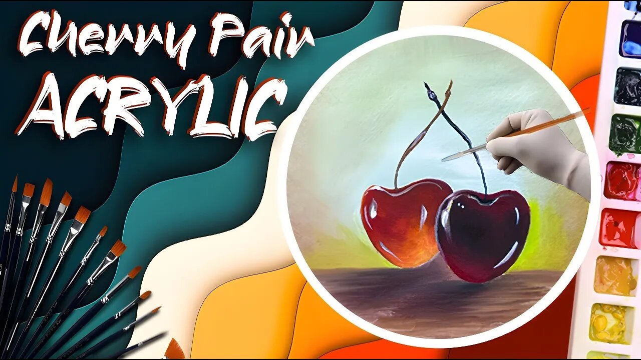 Cherry Pair Acrylic Painting Tutorial for Beginners