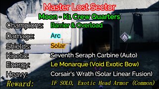 Destiny 2 Master Lost Sector: The Moon - K1 Crew Quarters 1-21-22