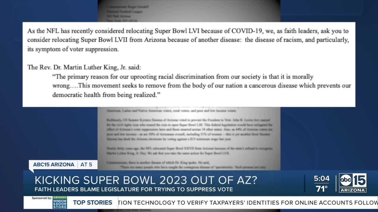 Some petitioning NFL to move Super Bowl 2023 out of Arizona