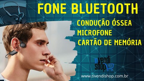 Fone Condução Óssea Bluetooth com Microfone e Cartão de Memória