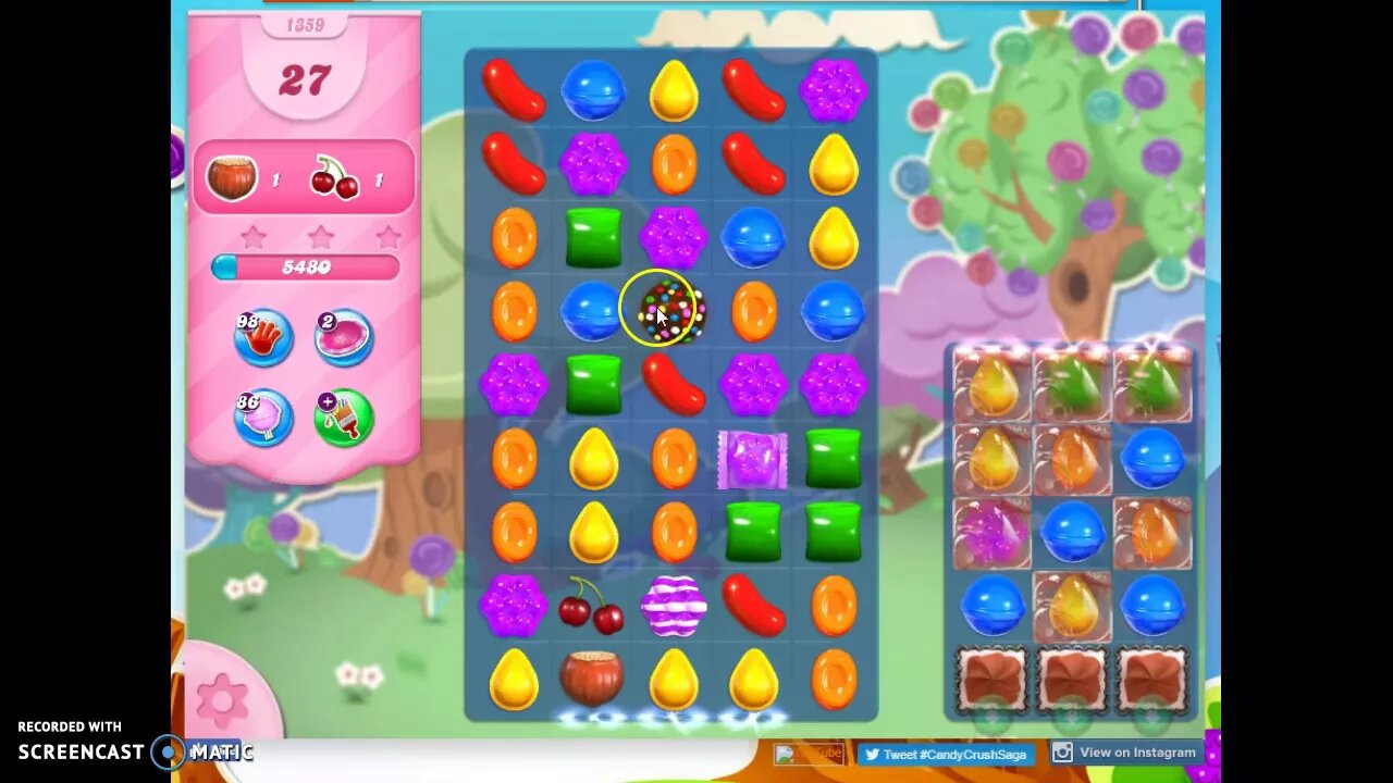 Candy Crush Level 1359 Audio Talkthrough, 2 Stars 0 Boosters