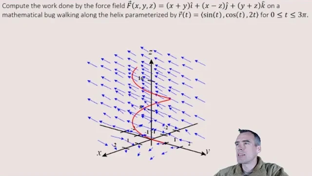 How to find work done by 3D force field on object in motion