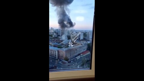 Another angle of the Russian cruise missile strike on the "Artem" facility in Kiev