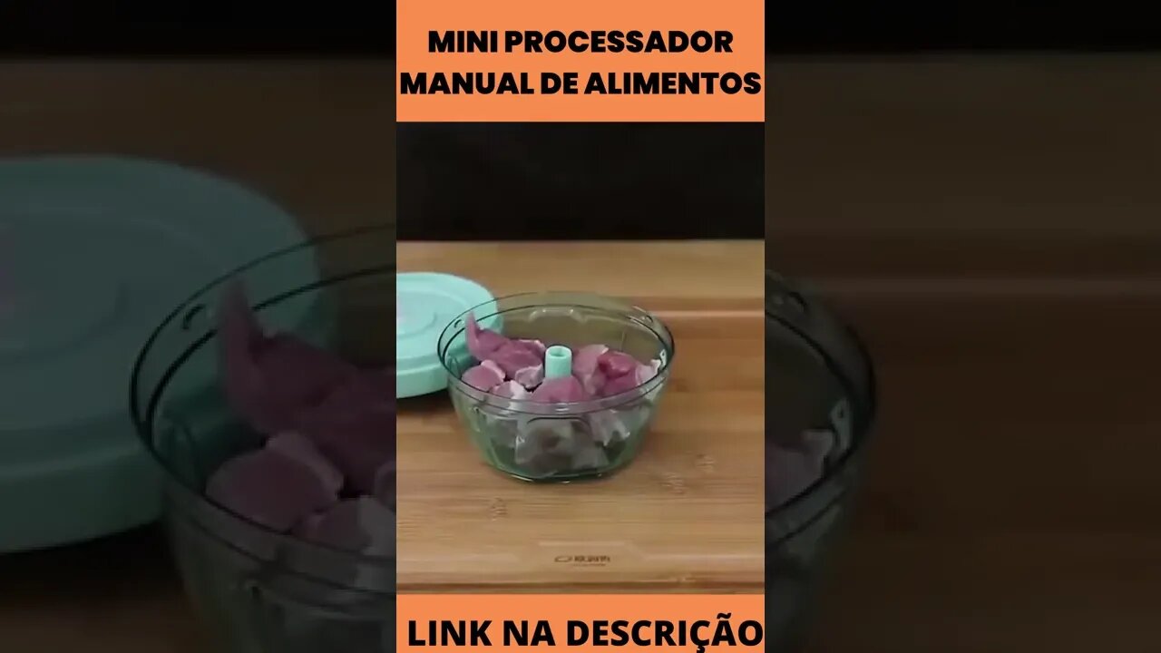 Mini processador manual de alimentos. Triturador, picador e cortador de temperos com 3 lâminas