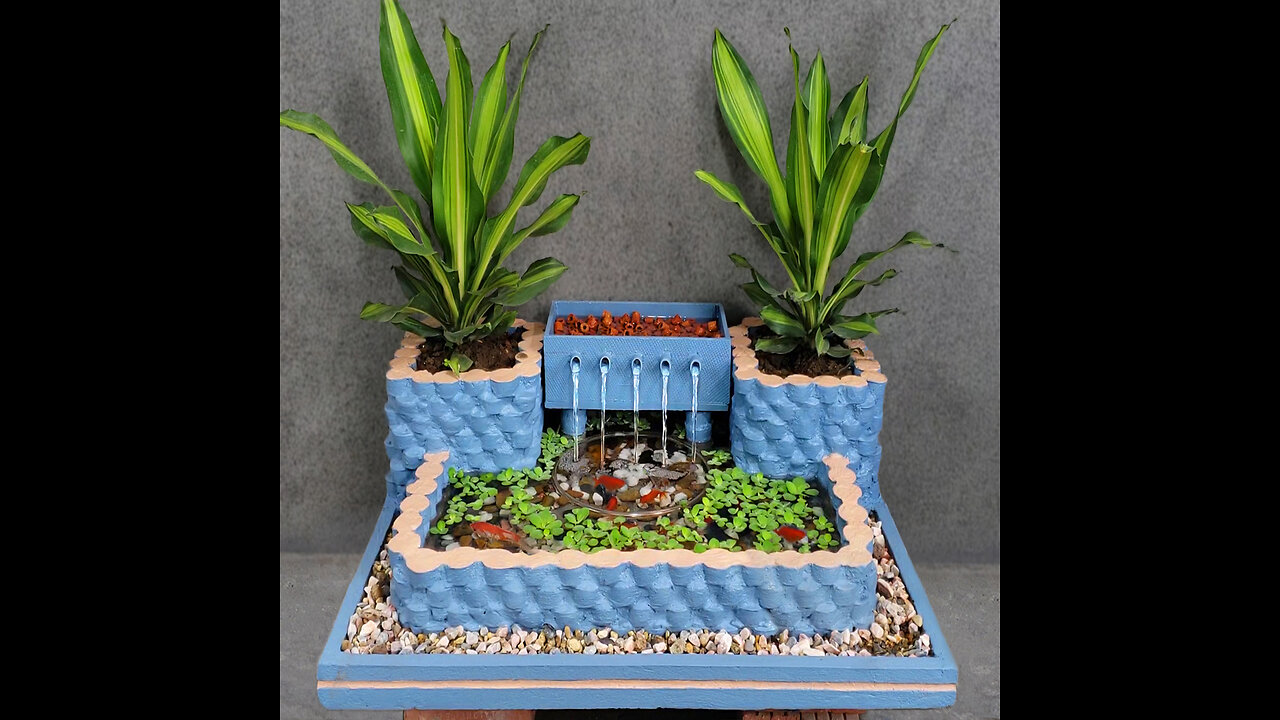 Wow! Amazing idea with cement - How to make a beautiful waterfall aquarium for your family