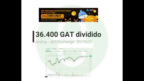 Airdrop - AEX Exchange - 36.400 GAT serão distribuídos 31/10/21