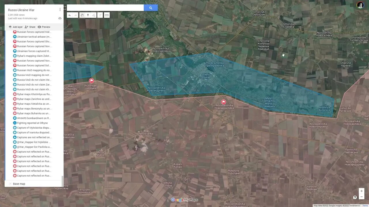 [ Zaporizhzhia Line ] Rus Forces captured Shcherbaky, Novodanylivka; Ukr forces captured Malynivka