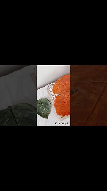 DIY CLAY LEAF DECORATIVE DISH #shorts #diyclaycreation #autumndiydecor #clayleaf #falldecor