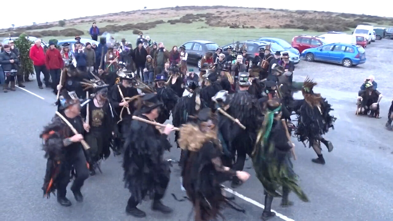 Beltane Border Morris - Fire Dance - May Day, Haytor 2019 at sunrise.