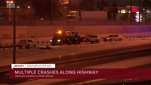 Weather causes slippery road, multiple highway crashes