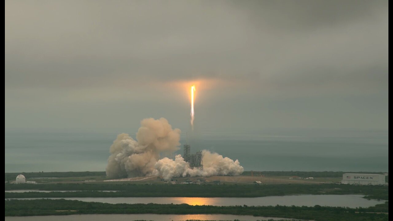 Liftoff in UHD of SpaceX Falcon 9 on CRS-10 Mission