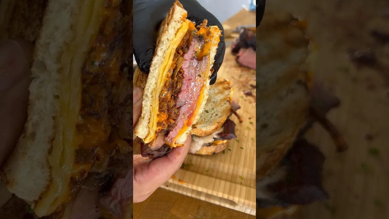 Crispy onions steak sandwich