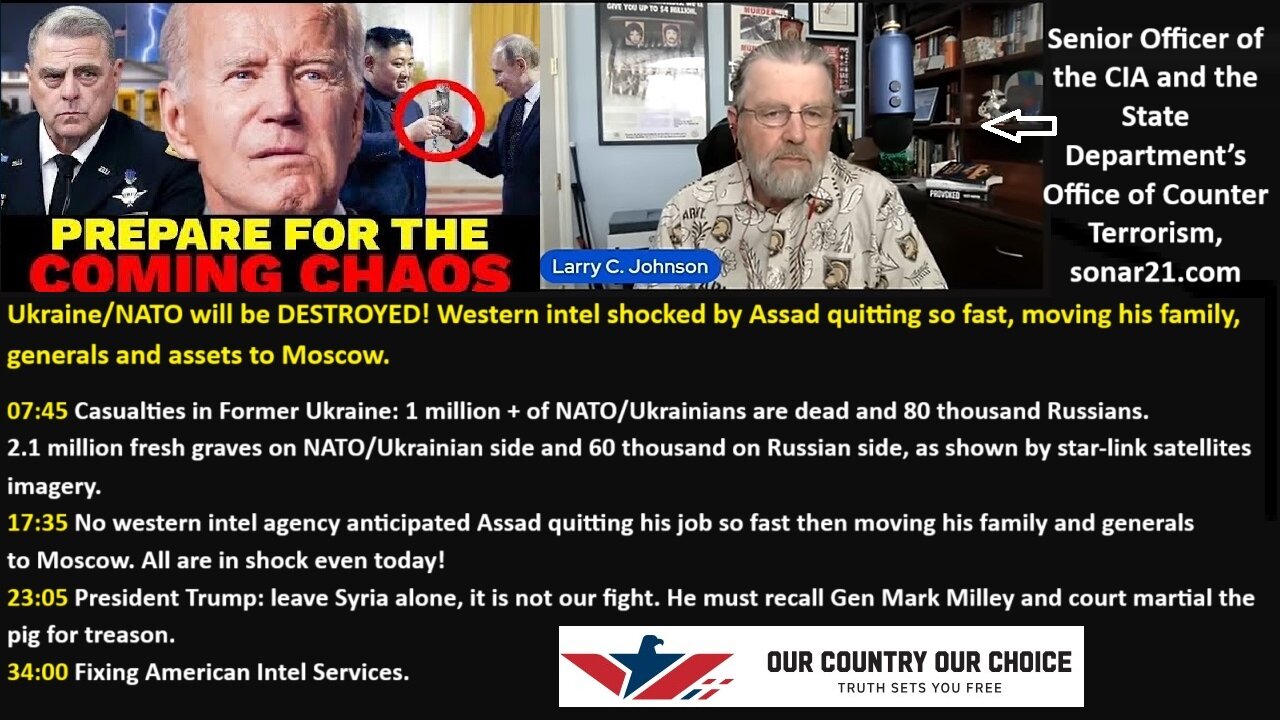 Johnson CIA: Ukraine/NATO will be DESTROYED! Western intel shocked by Assad quitting so fast, moving his family, generals and assets to Moscow.