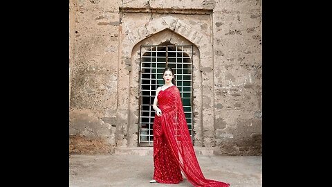 BEAUTIFUL RED COLOUR SEQUNCE WORK SAREE WITH BLOUSE