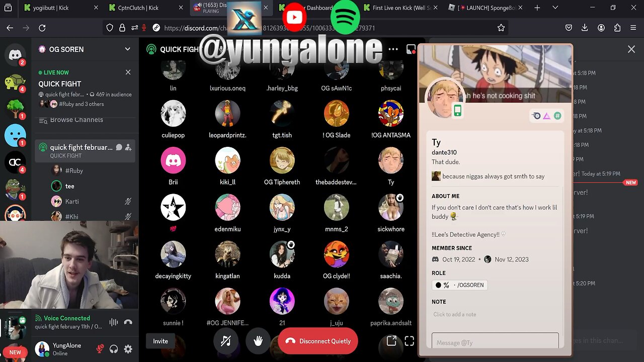 Yung Alone discovers Tyler (Josuke) in Fight Night Discord Call