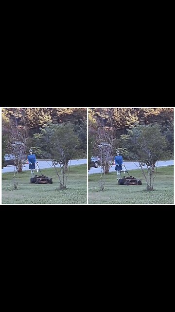 Lawn mower skeleton Halloween decoration is super spooky