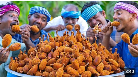FRIED_CHICKEN_DRUMSTICK___Chicken_Fry_Recipe_with_Mashed_Potato___Chicken_Recipe_Cooking_In_Village