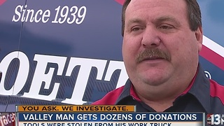 Man receives donations after truck broken into