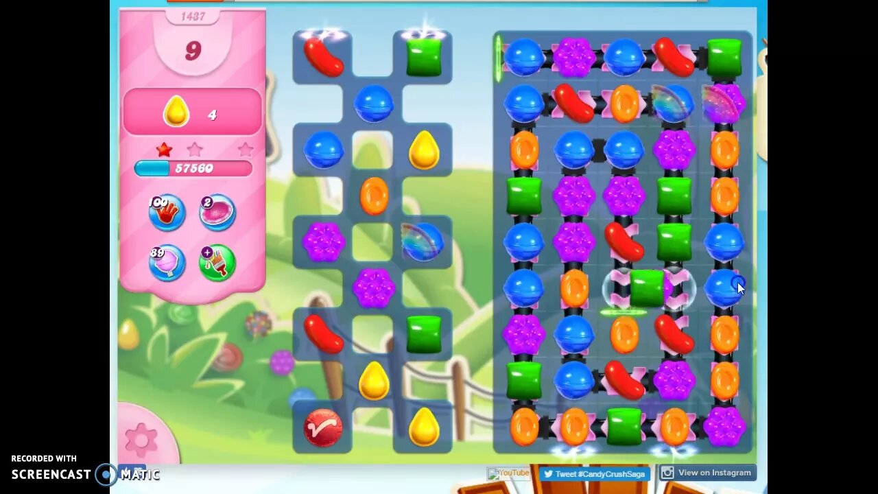 Candy Crush Level 1437 Audio Talkthrough, 1 Star 1 Booster