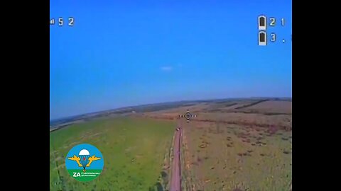Russian FPV drone strike on Ukrainian armoured vehicle near ￼Zaporizhye
