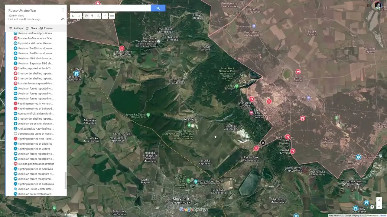 [ Izyum Front ] Russian forces captured Pasika; advanced to outskirts of towns by river near Lyman