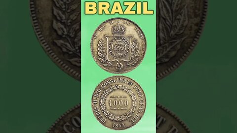 Brazil 1000 Reis 1854.#shorts #education #coinnotesz