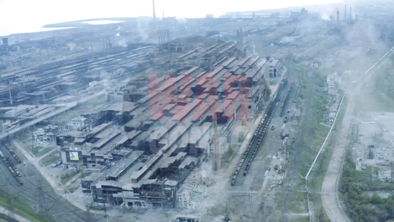 Footage from a quadcopter above the Azovstal plant