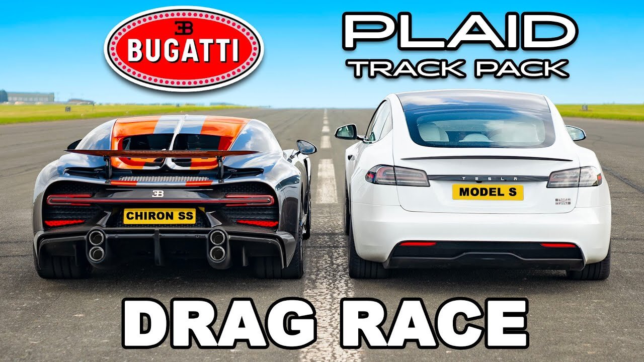 Bugatti Chiron Super Sport v Model S Plaid Track Pack_ DRAG RACE