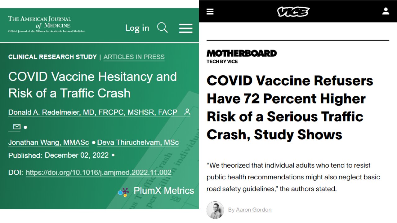 A Study in Stupidity: Does the COVID jab really lower your risk of being in a car accident?