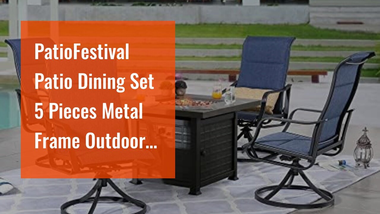 PatioFestival Patio Dining Set 5 Pieces Metal Frame Outdoor Furniture Sets Outside Swivel Rocke...
