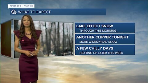 Another round of snow arriving late Monday into Tuesday