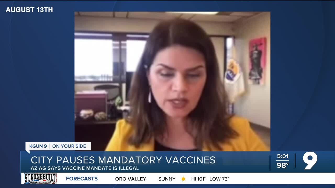 COVID vaccine mandate put on pause for city employees after AZ AG calls it illegal