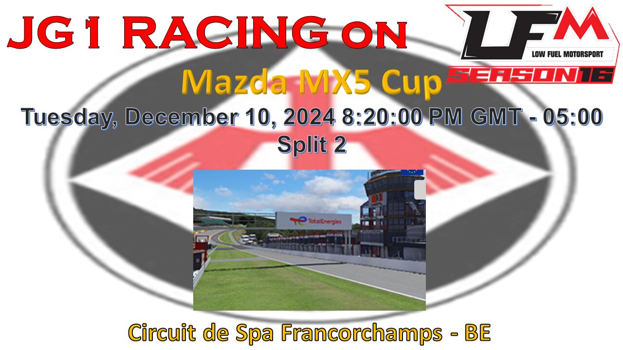 JG1 RACING on LFM - Mazda MX5 Cup - Circuit de Spa Francorchamps - BE - Split 2