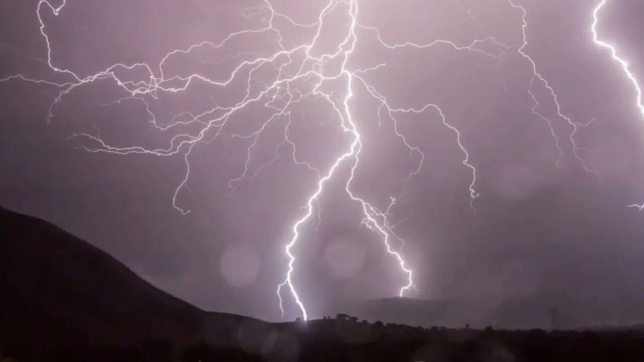 Sounds and Images from Strong August Storm, with Lightnings and thunders in Thessaloniki, Chalkidiki